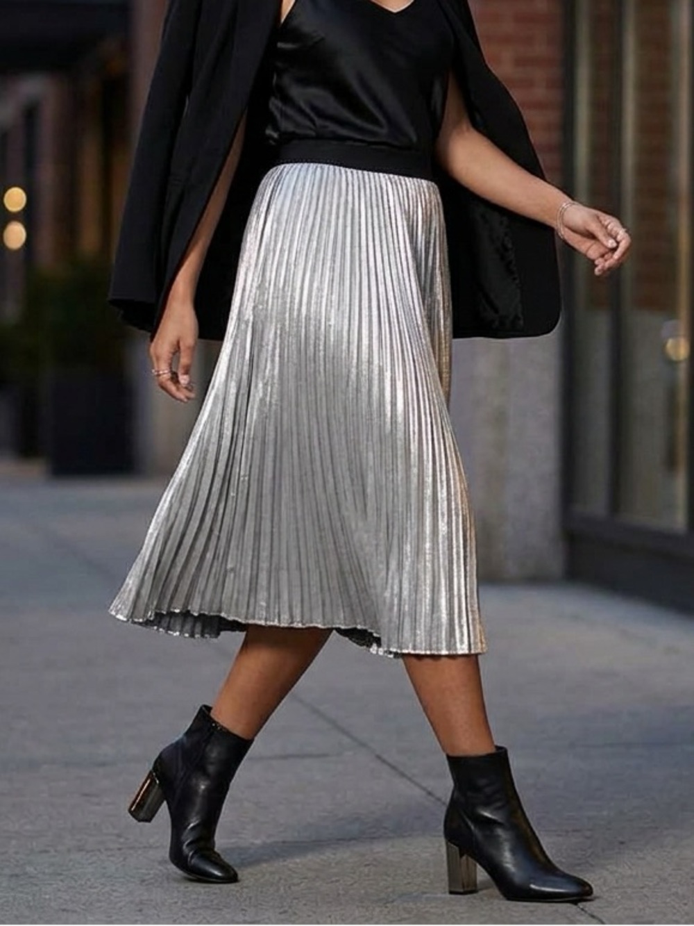 Enza Costa Micro Pleated Knee Length Skirt